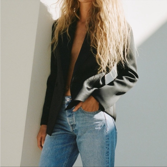 Zara Jackets & Blazers - 🌻NWT ZARA Black Neoprene Effect Blazer